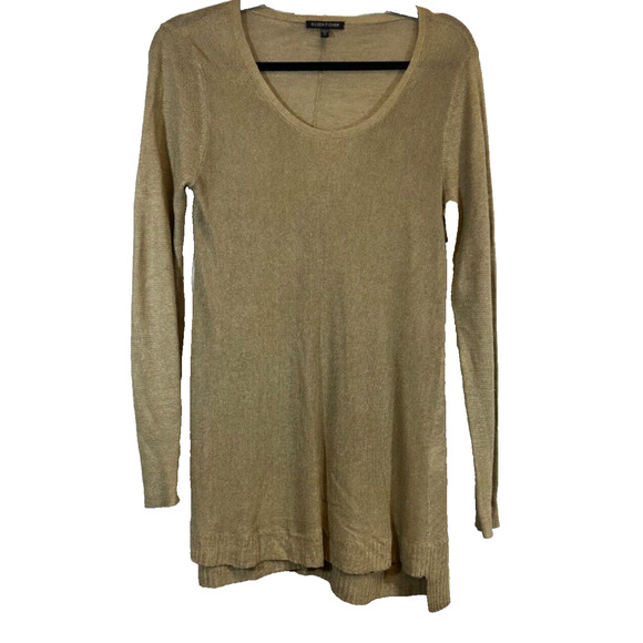 Eileen Fisher Sweaters - EILEEN FISHER Linen/Cotton Blend Tan. Long Sleeve size XS Round Neck Sweater D7